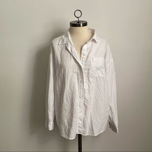 MODERN | White American Eagle Oversized Button-Up Shirt
